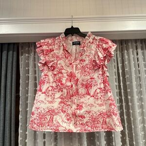 Red and White Women's Top